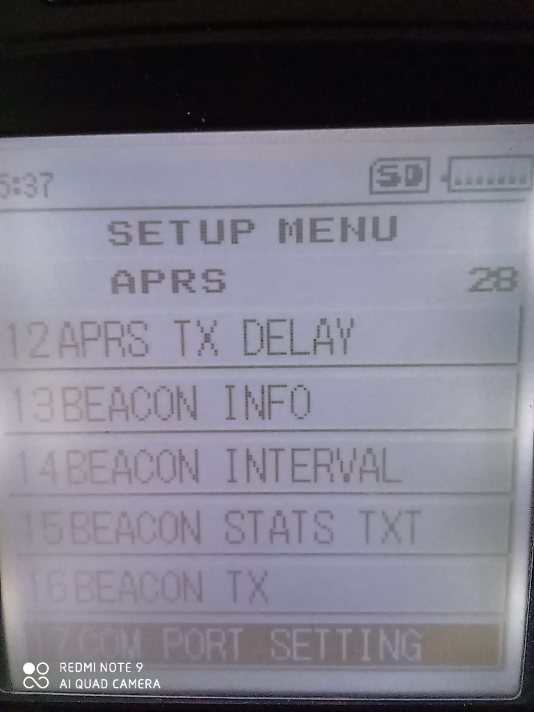 MENU APRS YAESU FT-2D
